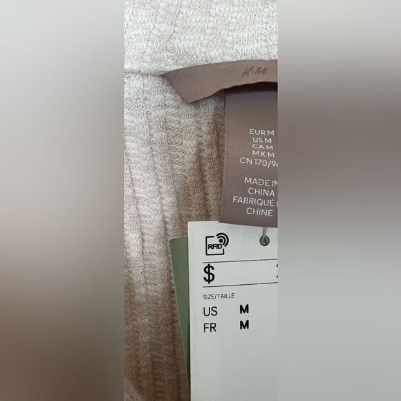 H&M Natural White Short Sleeve Collared Ribbed Dress Size Medium - Picture 7 of 9